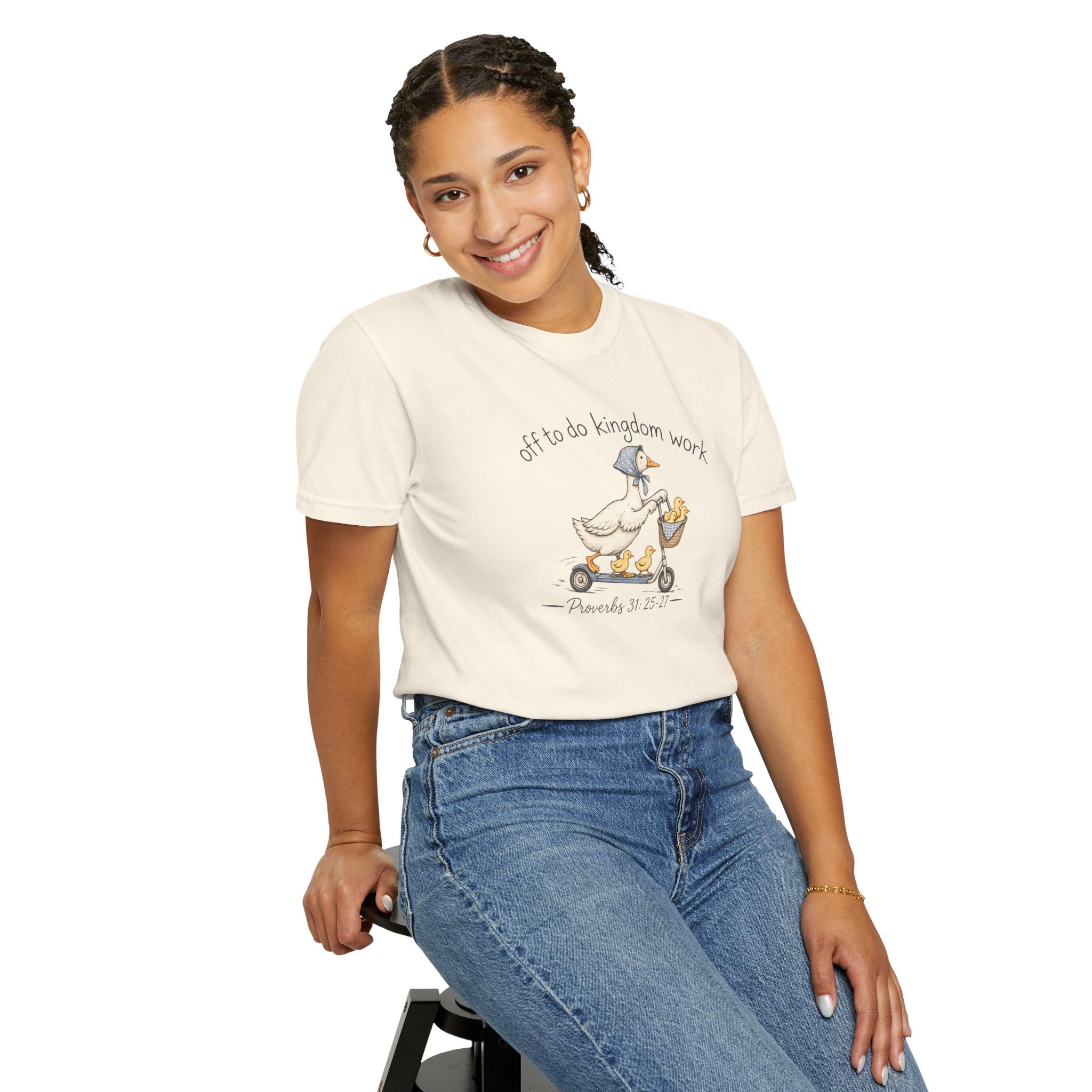 Duck Scooter T-Shirt — "Gf to do kingdom work" Cute Vintage Animal Tee
