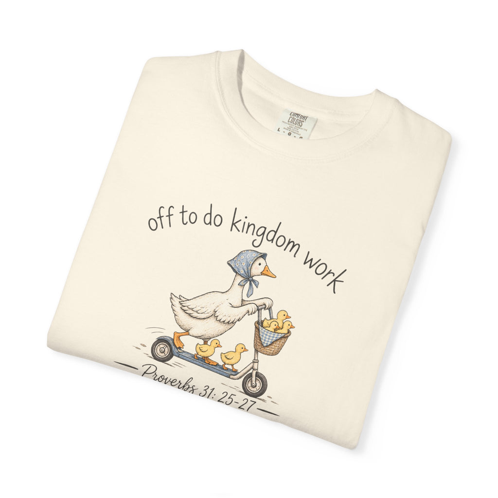 Duck Scooter T-Shirt — "Gf to do kingdom work" Cute Vintage Animal Tee