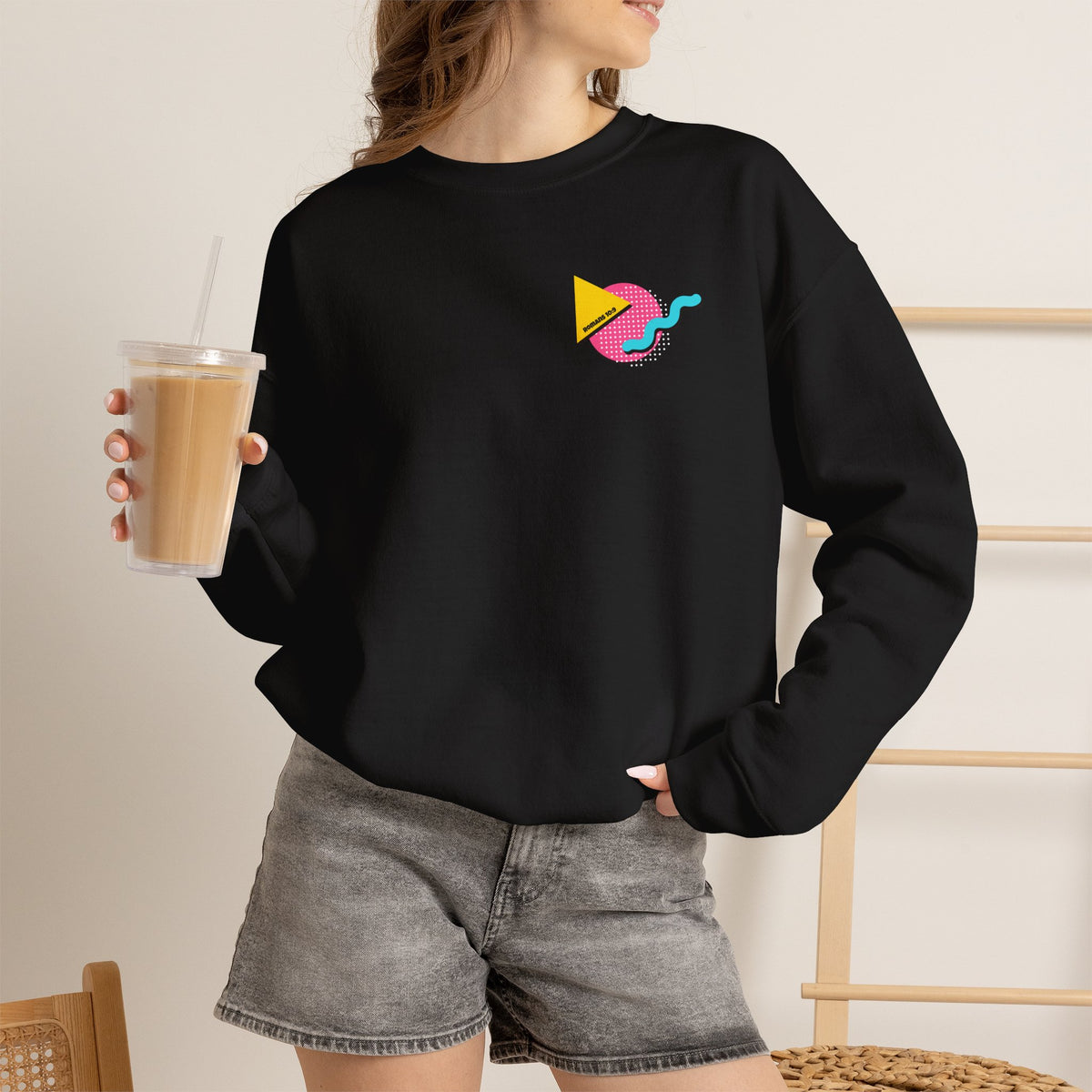 Saved by the Lord Crewneck Sweatshirt — Retro 80s Christian Graphic