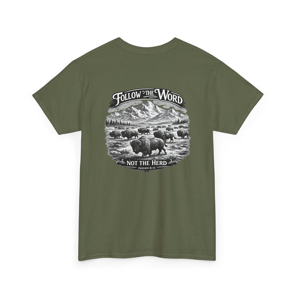 'Follow the Word, Not the Herd' Buffalo Mountain Graphic Tee