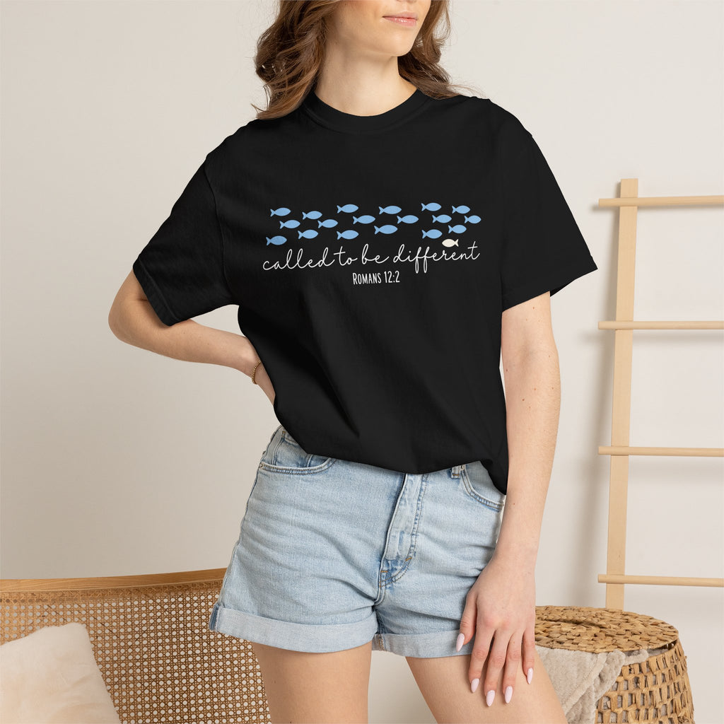 Called to Be Different Fish Graphic T-Shirt — Romans 12:2 Christian Faith Tee