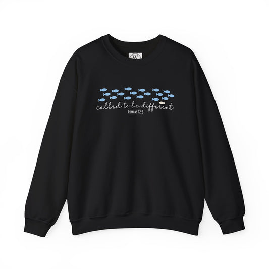 Crewneck Sweatshirt - 'Called to be Different' Blue Fish Design | Christian Faith Sweatshirt, Inspirational Gift