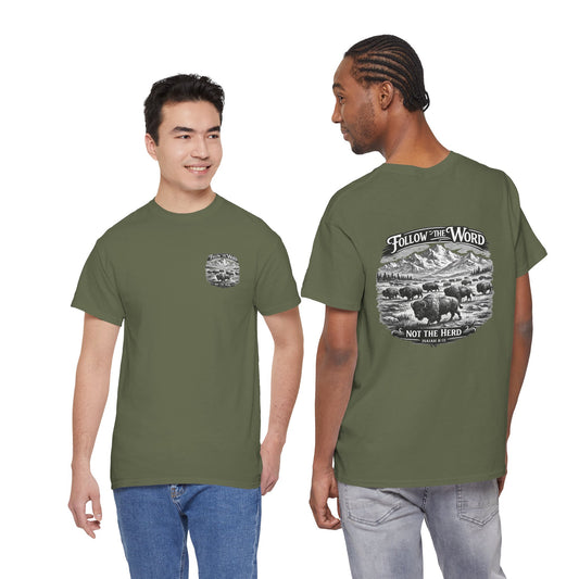 'Follow the Word, Not the Herd' Buffalo Mountain Graphic Tee