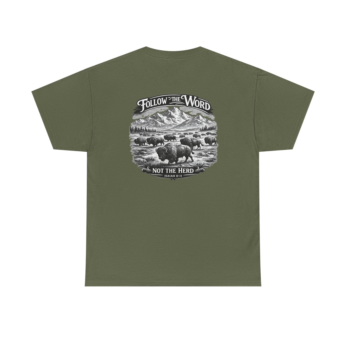 'Follow the Word, Not the Herd' Buffalo Mountain Graphic Tee