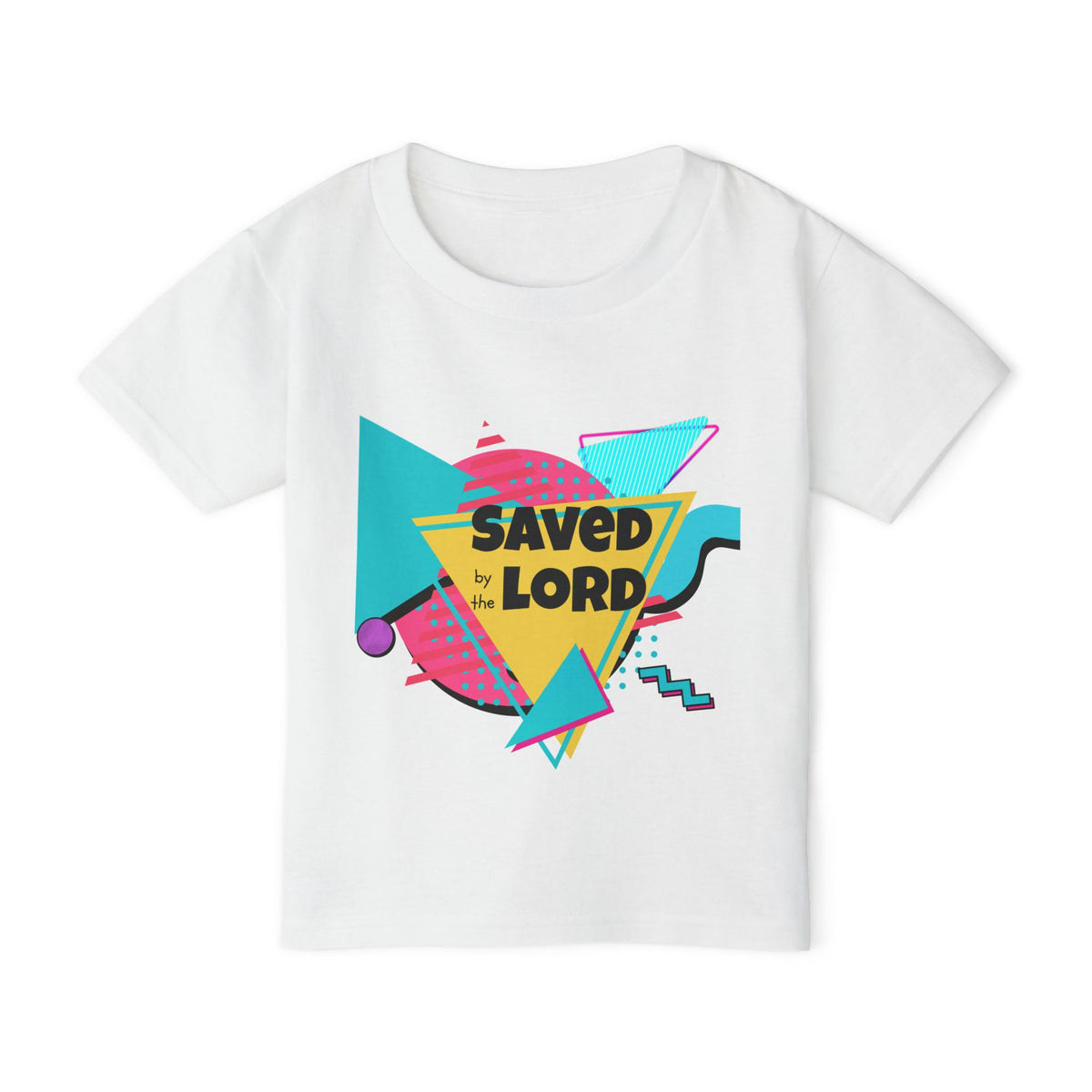 Saved by the Lord Toddler T‑Shirt — Retro 80s Neon Christian Kids Tee