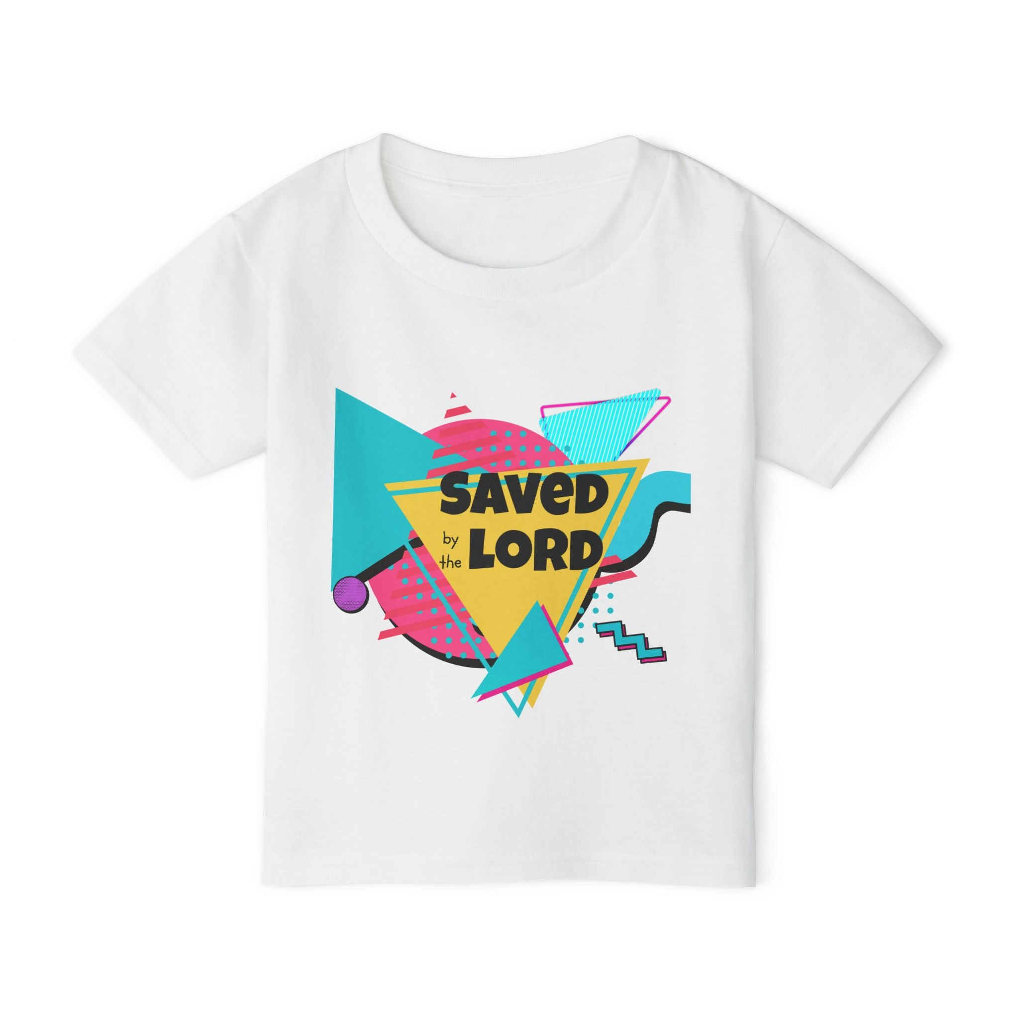 Saved by the Lord Toddler T‑Shirt — Retro 80s Neon Christian Kids Tee