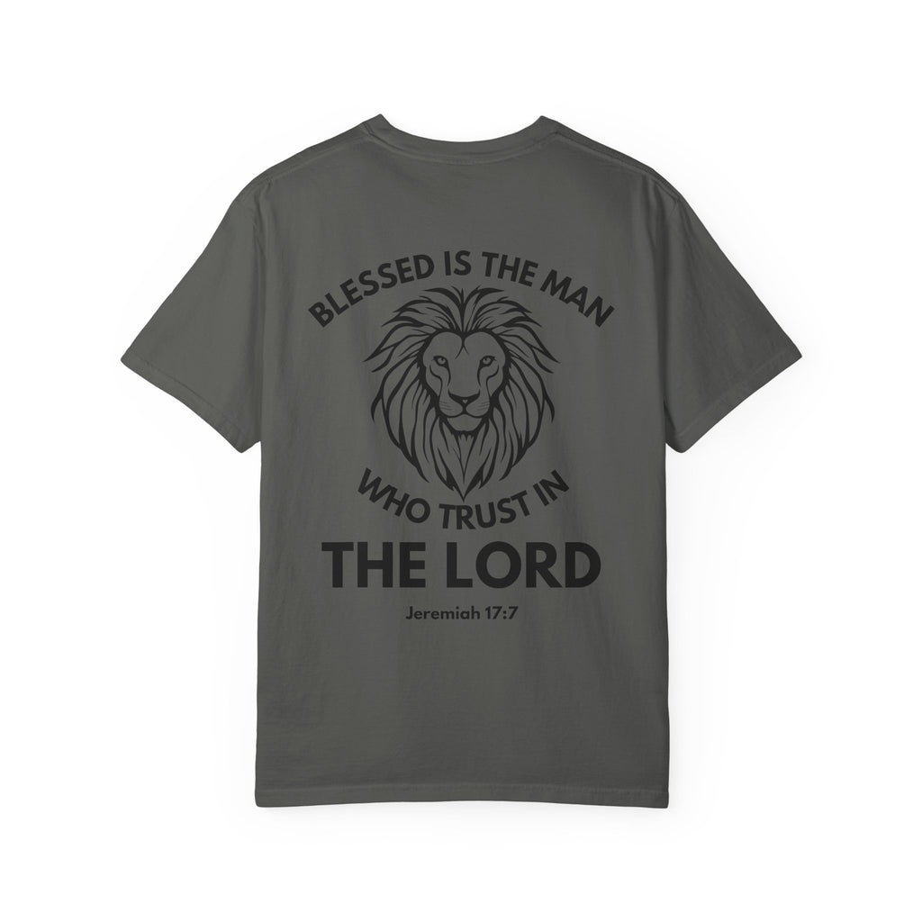 Christian Lion T-Shirt — "Blessed Is The Man Who Trust in The Lord" (Jeremiah 17:7)
