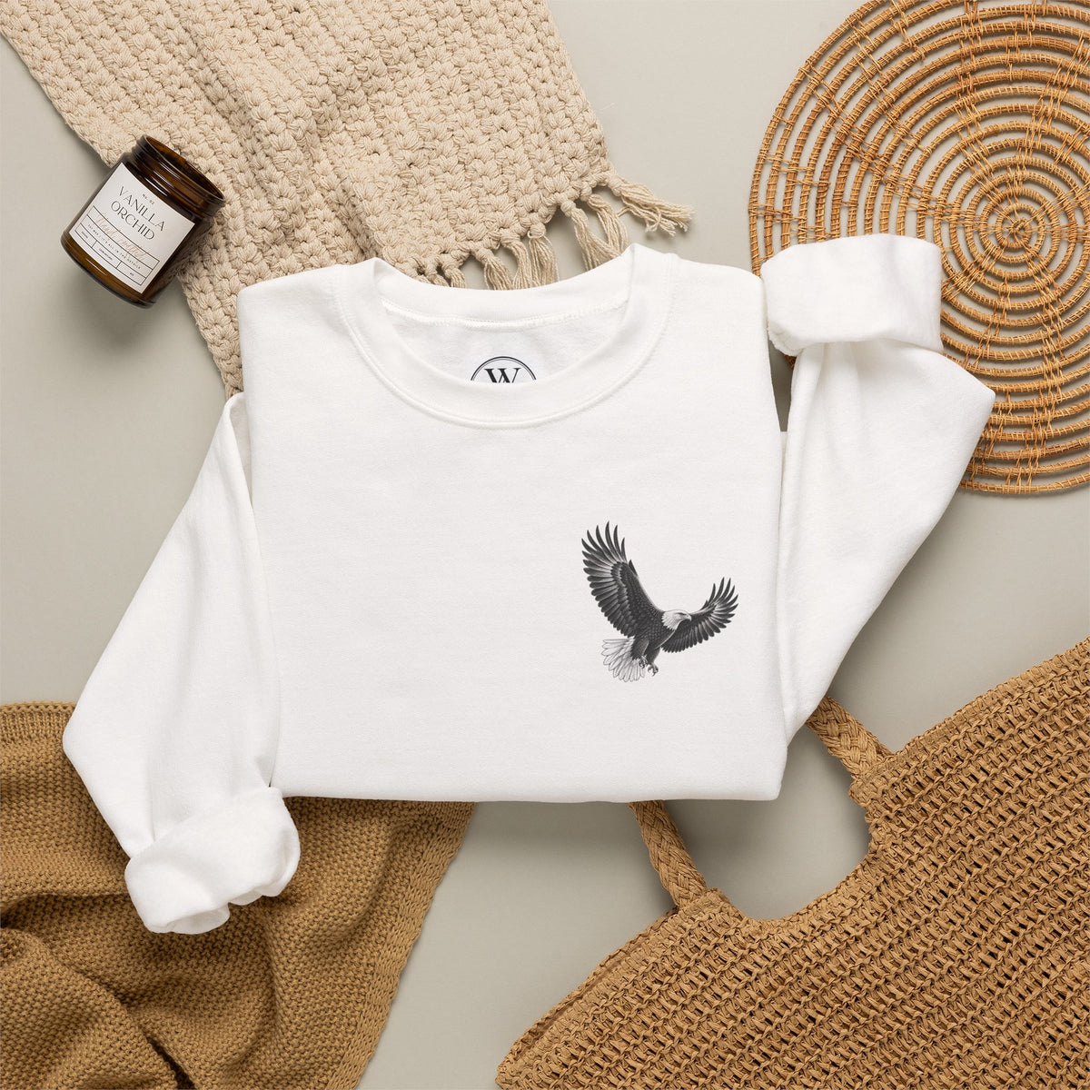 Christian Eagle Crewneck Sweatshirt — "Hope in the Lord, Find New Strength" Back Graphic