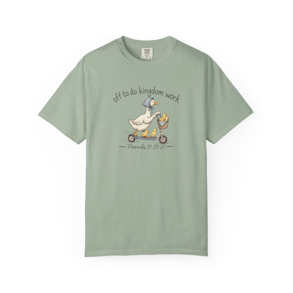 Duck Scooter T-Shirt — "Gf to do kingdom work" Cute Vintage Animal Tee