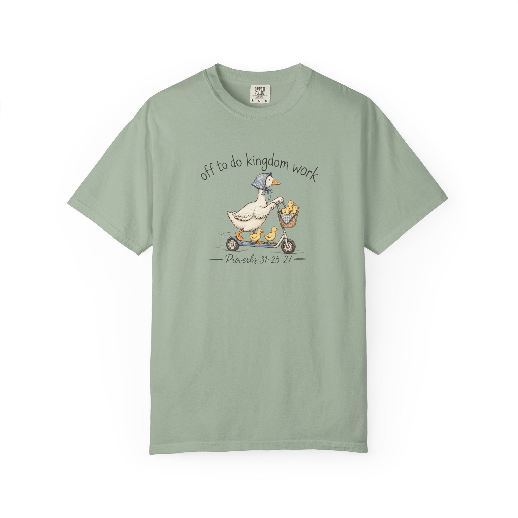 Duck Scooter T-Shirt — "Gf to do kingdom work" Cute Vintage Animal Tee