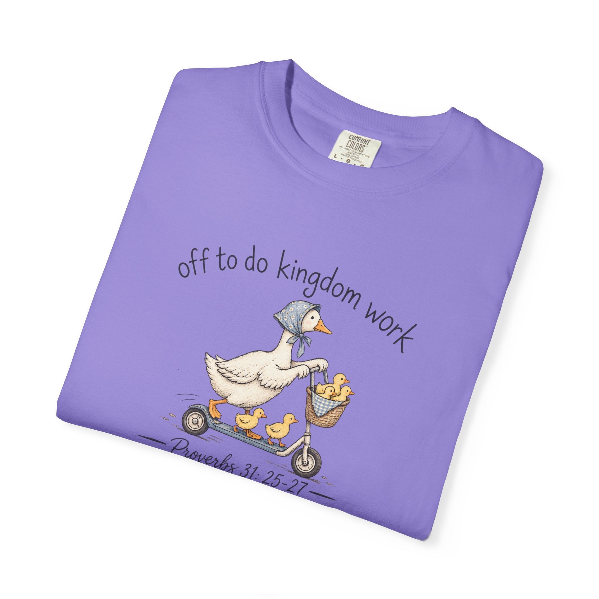 Duck Scooter T-Shirt — "Gf to do kingdom work" Cute Vintage Animal Tee