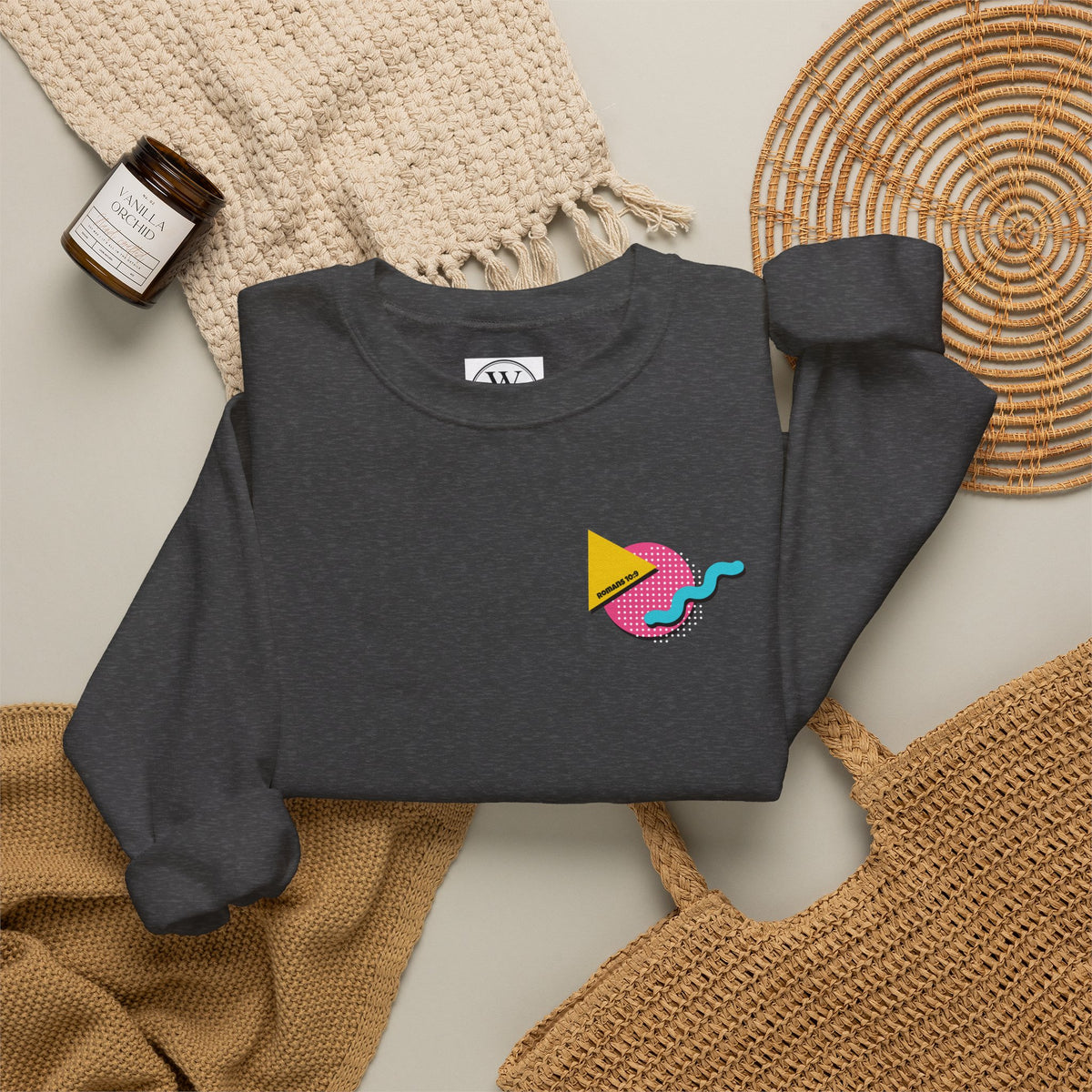 Saved by the Lord Crewneck Sweatshirt — Retro 80s Christian Graphic